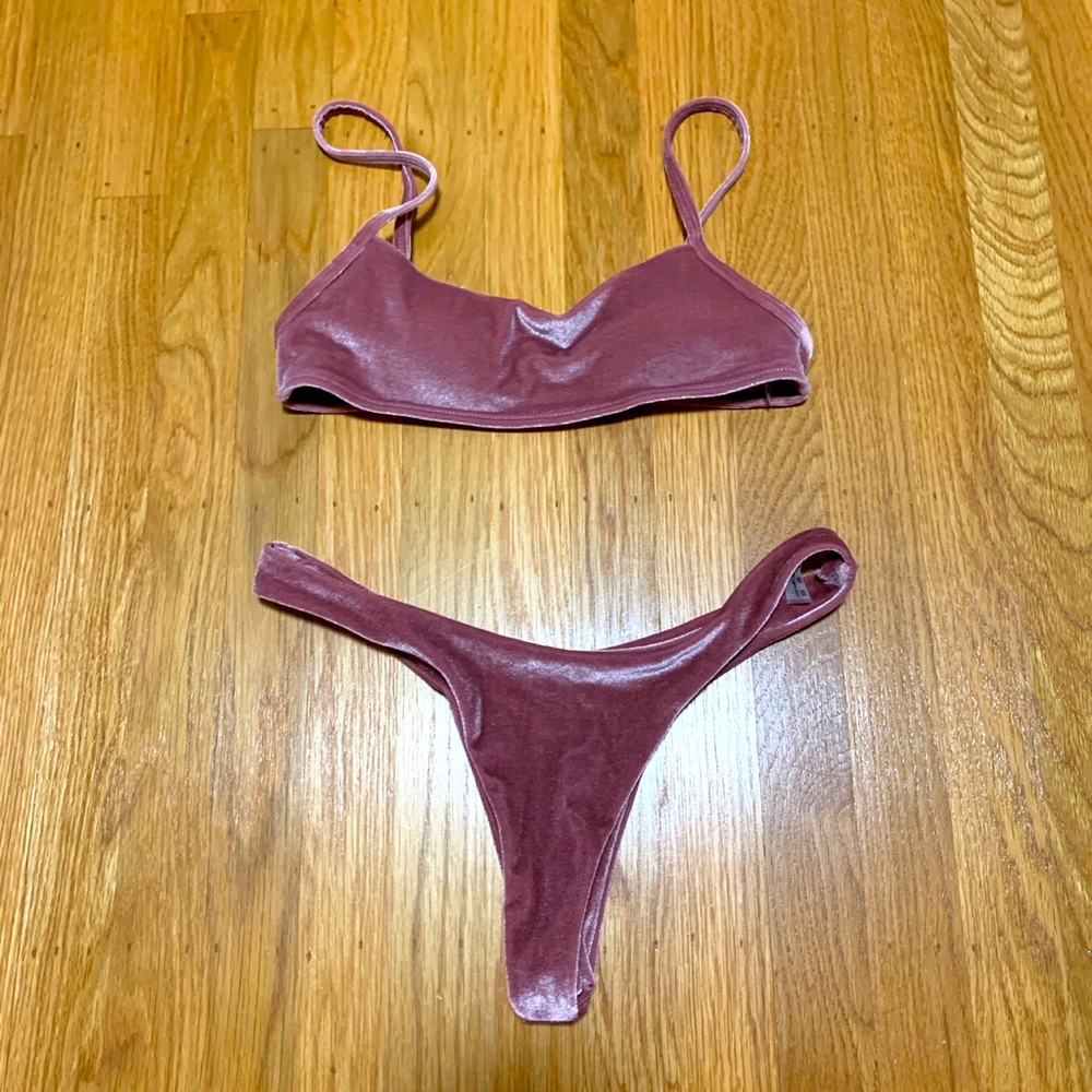 Pink Velvet Thong Bikini💞